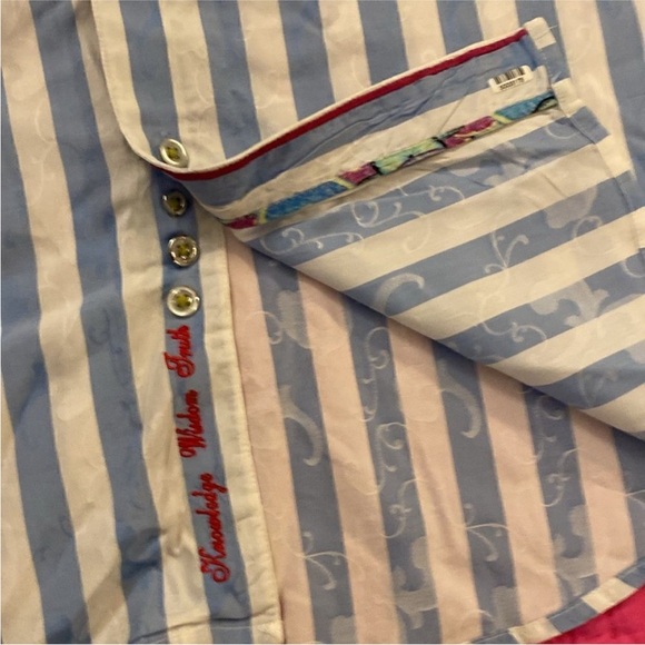 Robert Graham Blue and White Striped Shirt, M - Picture 4 of 9